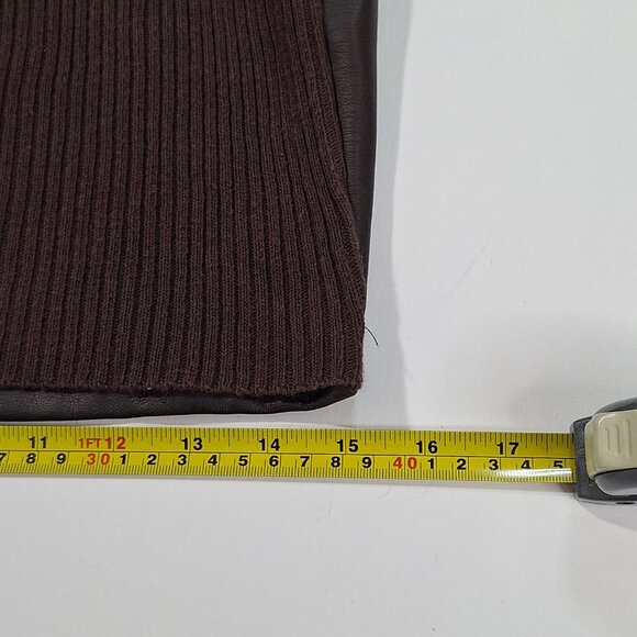Objects D’Art Brown Pleather & Knit Vest Size Med 90s Artsy Vintage Made in USA - Picture 14 of 16